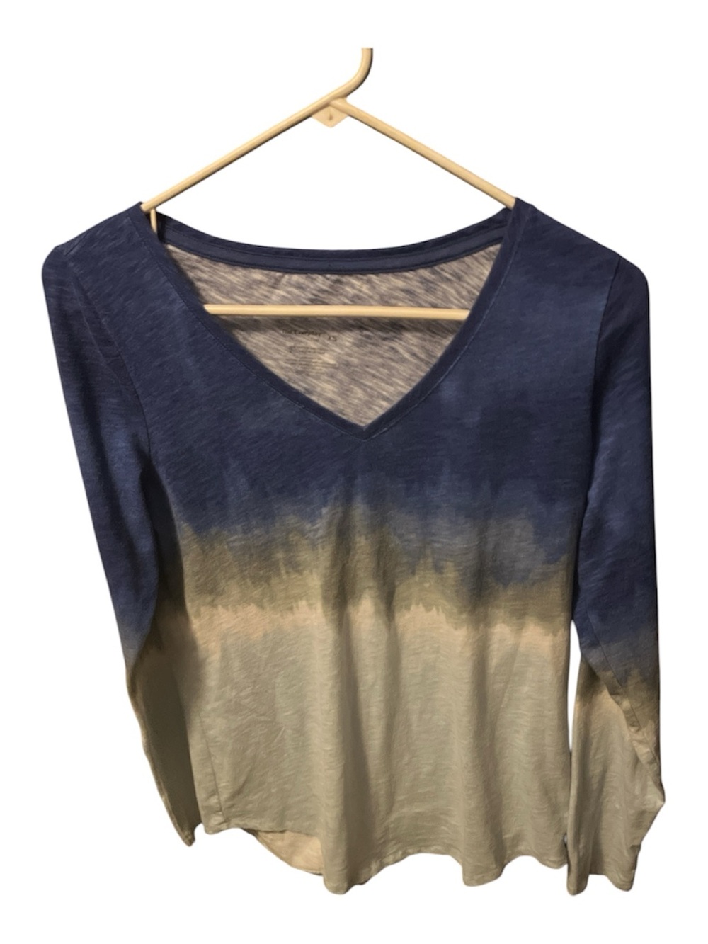 Sonoma Blue to Cream Ombre V-Neck Long Sleeve Top